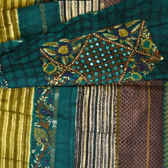 Crepe Silk Green Multi Color Saree With Rama Green Border