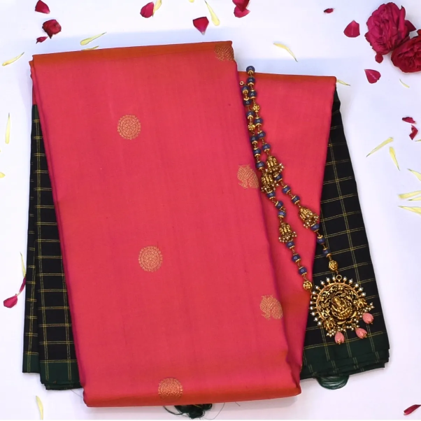 Kanchipuram Silk Ruby Red Saree with Blouse