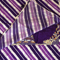 Georgette Half White Purple Saree with Blouse