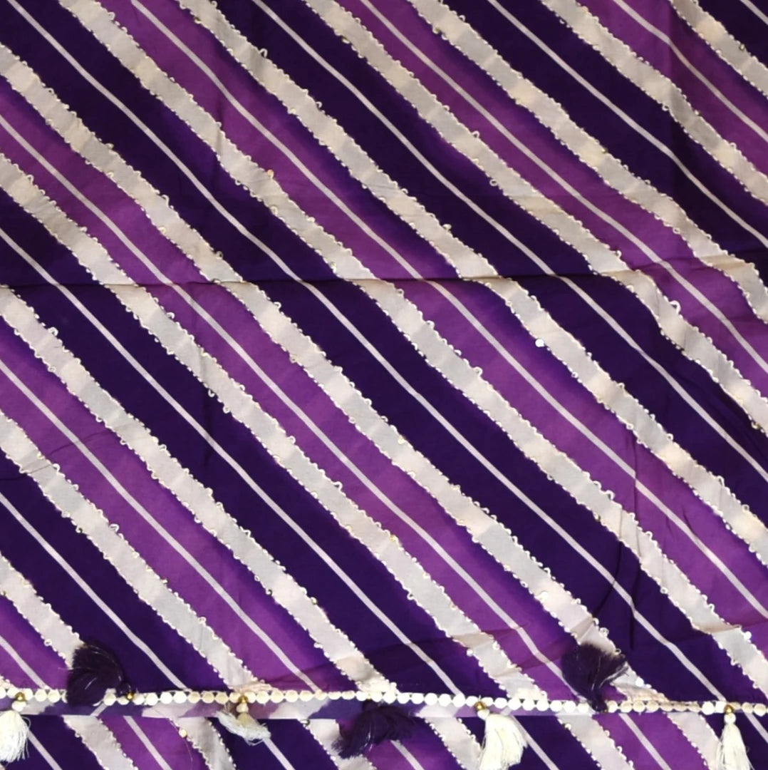 Georgette Half White Purple Saree with Blouse