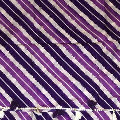 Georgette Half White Purple Saree with Blouse