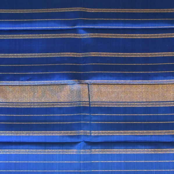 Kanchipuram Silk Charcoal Gray & Steel Blue Saree with Blouse