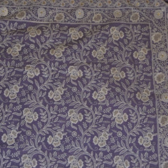 Georgette Lucknowi Light Violet Saree With Threadwork