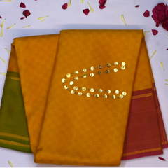 Kanchipuram Silk Amber Saree with Blouse