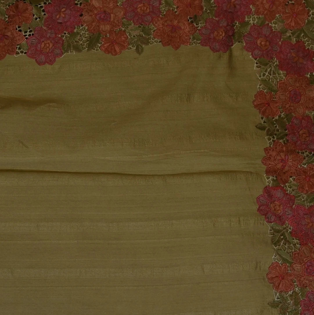 Tussur Beige Saree With Cut Work Border