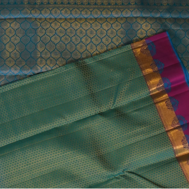 Kanchipuram Silk Forest Green Saree with Blouse