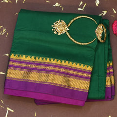 Ilkal Cotton Silk Pine Green Saree with Blouse