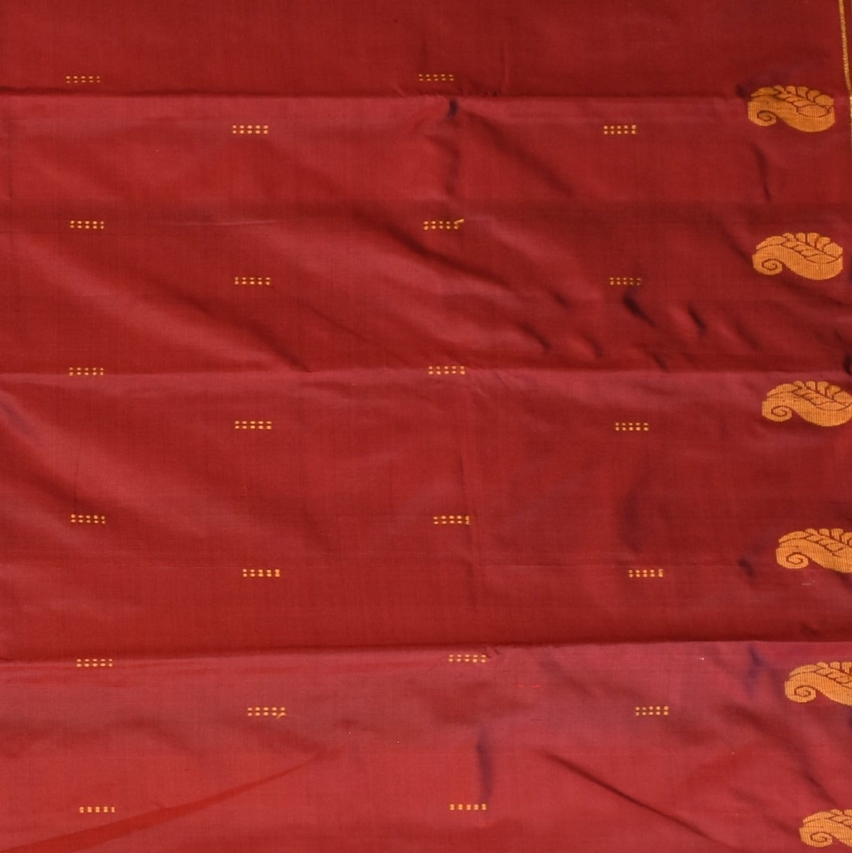 Kanchivaram silk Crimson Rust Saree with Blouse