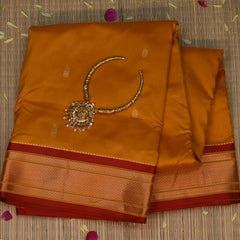 Gadwal paithani  half jari pure silk Burnt Orange Saree with Blouse