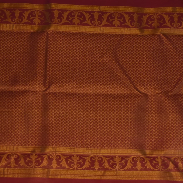 Kanchipuram Silk Olive Brown & Chestnut Brown Saree with Blouse