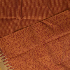 Kanchipuram Silk Olive Brown & Chestnut Brown Saree with Blouse