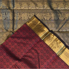 Kanchipuram Silk Burgundy Saree with Blouse