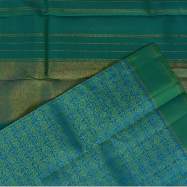 Kanchipuram Silk Teal Saree with Blouse