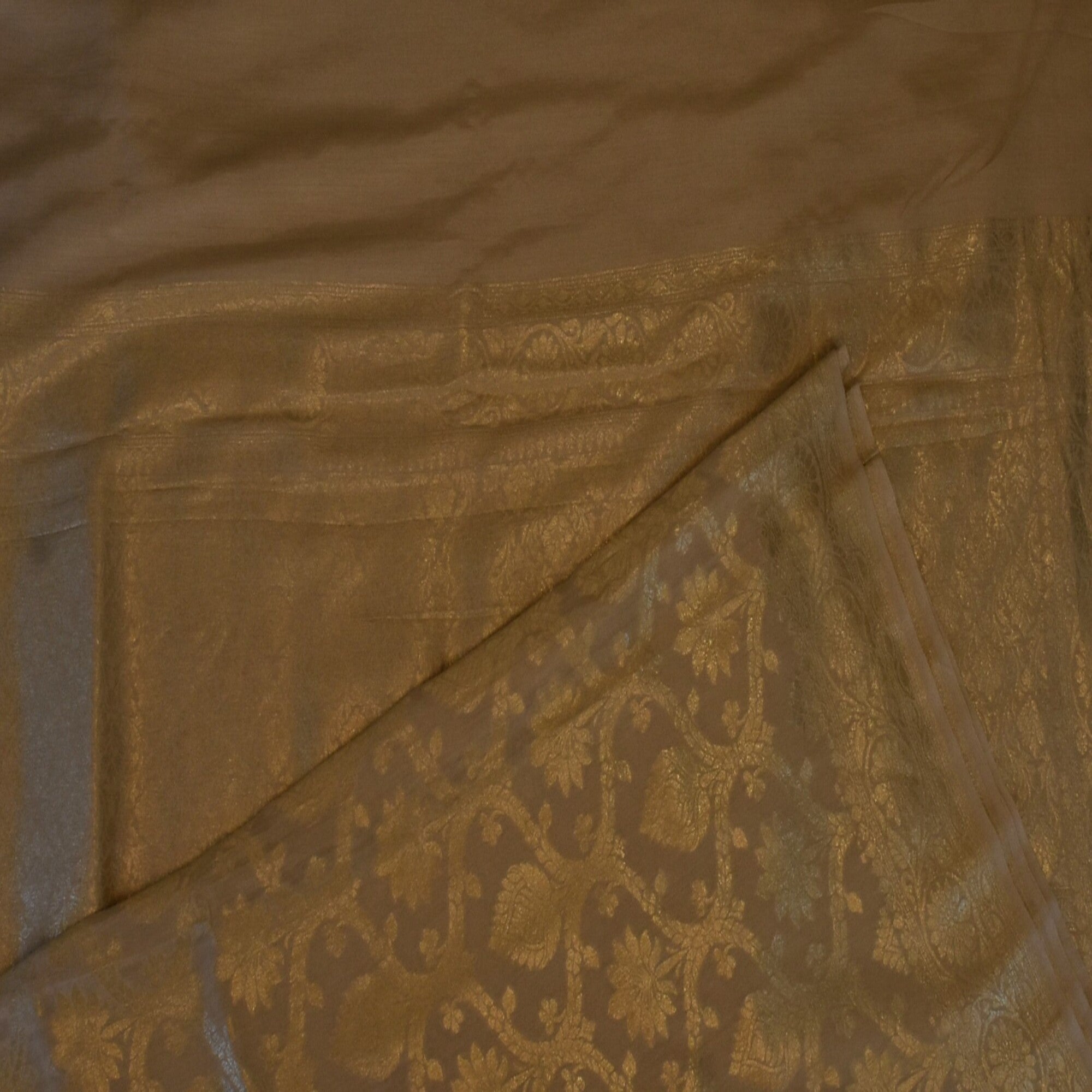 Benarasi pure silk half white saree with jari work