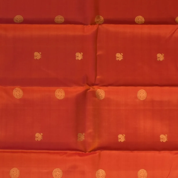 Kanchipuram Silk Burnt Orange Saree with Blouse