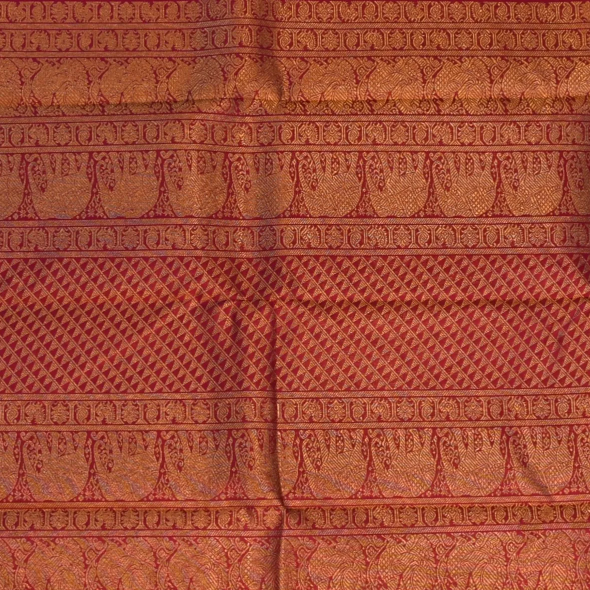 Kanchipuram Silk Burnt Orange Saree with Blouse