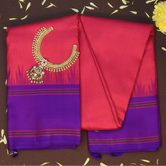 Kanchipuram Silk Carmine Red Saree with Blouse