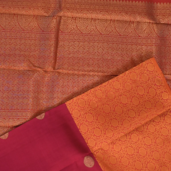 Kanchipuram Silk Dark Burgundy & Copper Saree with Blouse