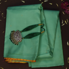 Kanchipuram Silk Sea Green Saree with Blouse