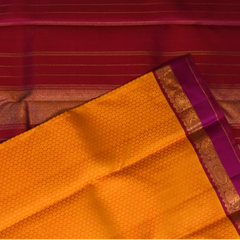 Kanchipuram Silk Goldenrod Saree with Blouse