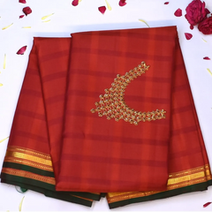 Kanchipuram Silk Crimson Saree with Blouse