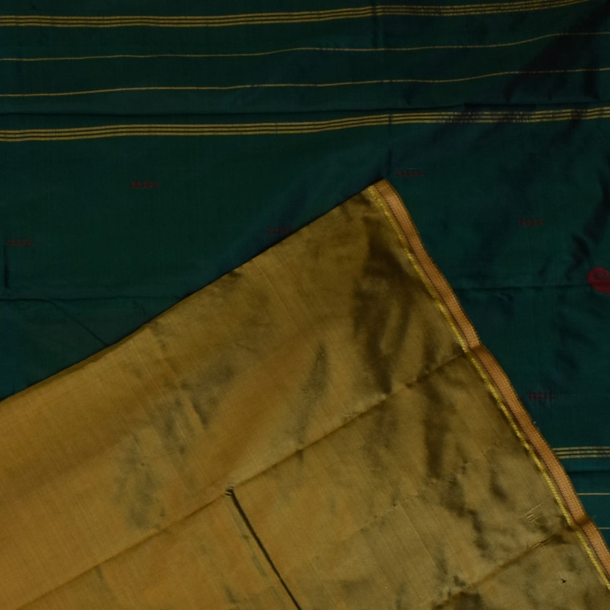 Kanchivaram silk Olive Gold Saree with Blouse