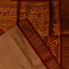 Gadwal paithani  half jari pure silk Warm Brown Saree with Blouse