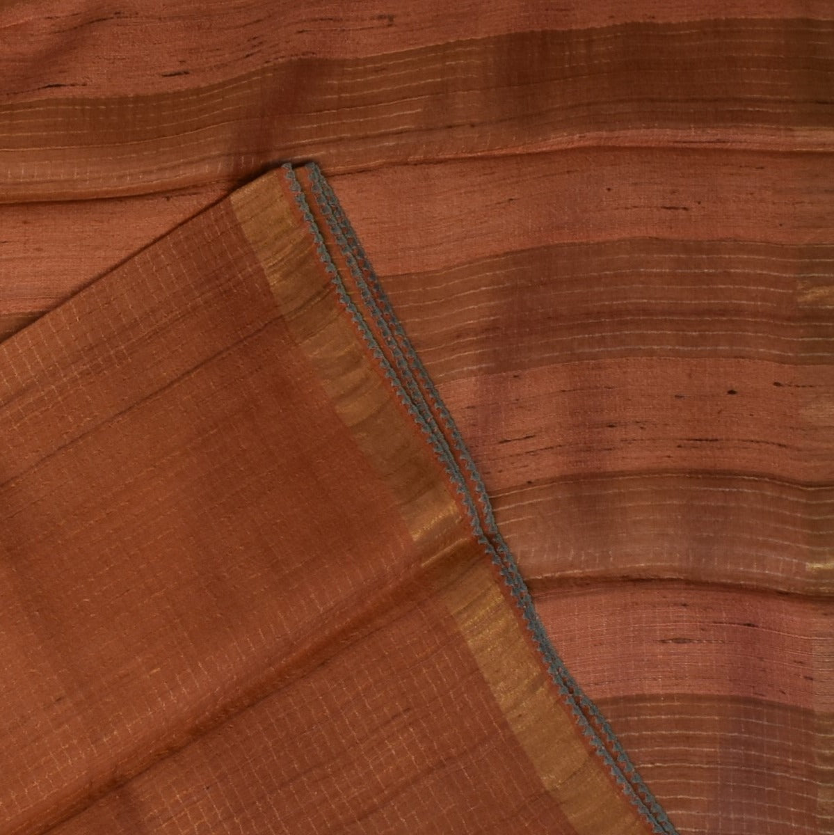 Tussar Silk Rustic Copper Saree with Blouse