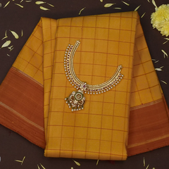 Kanchipuram Silk Golden Yellow Saree with Blouse