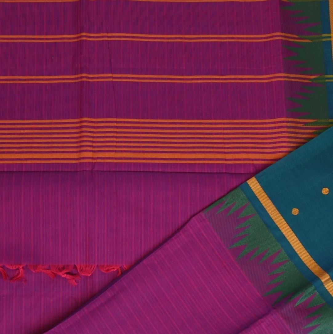 Kanchi Cotton Dark Pink With Two Color Border