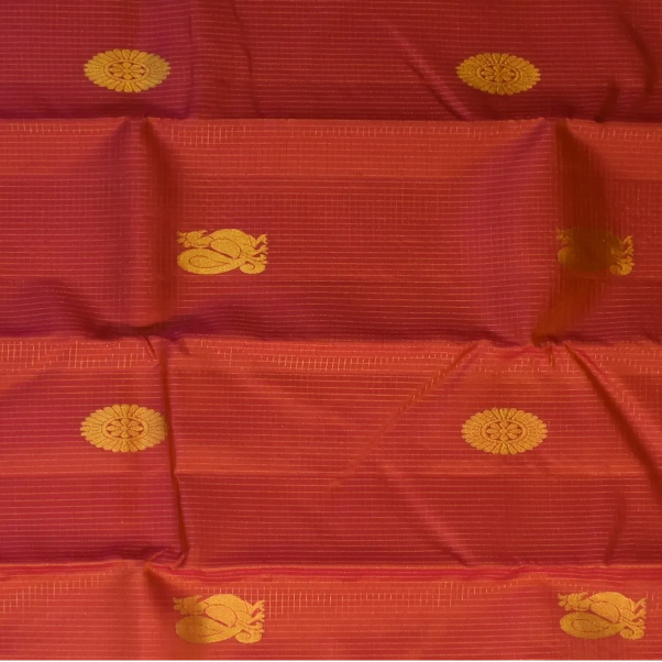 Kanchipuram Silk Chestnut Red Saree with Blouse