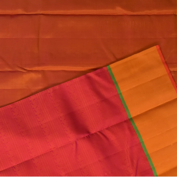 Kanchipuram Silk Raspberry Red Saree with Blouse