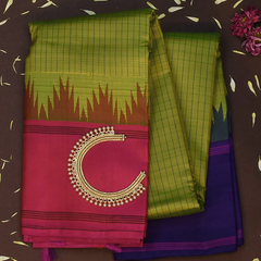 Kanchipuram Silk Olive Drab Saree with Blouse