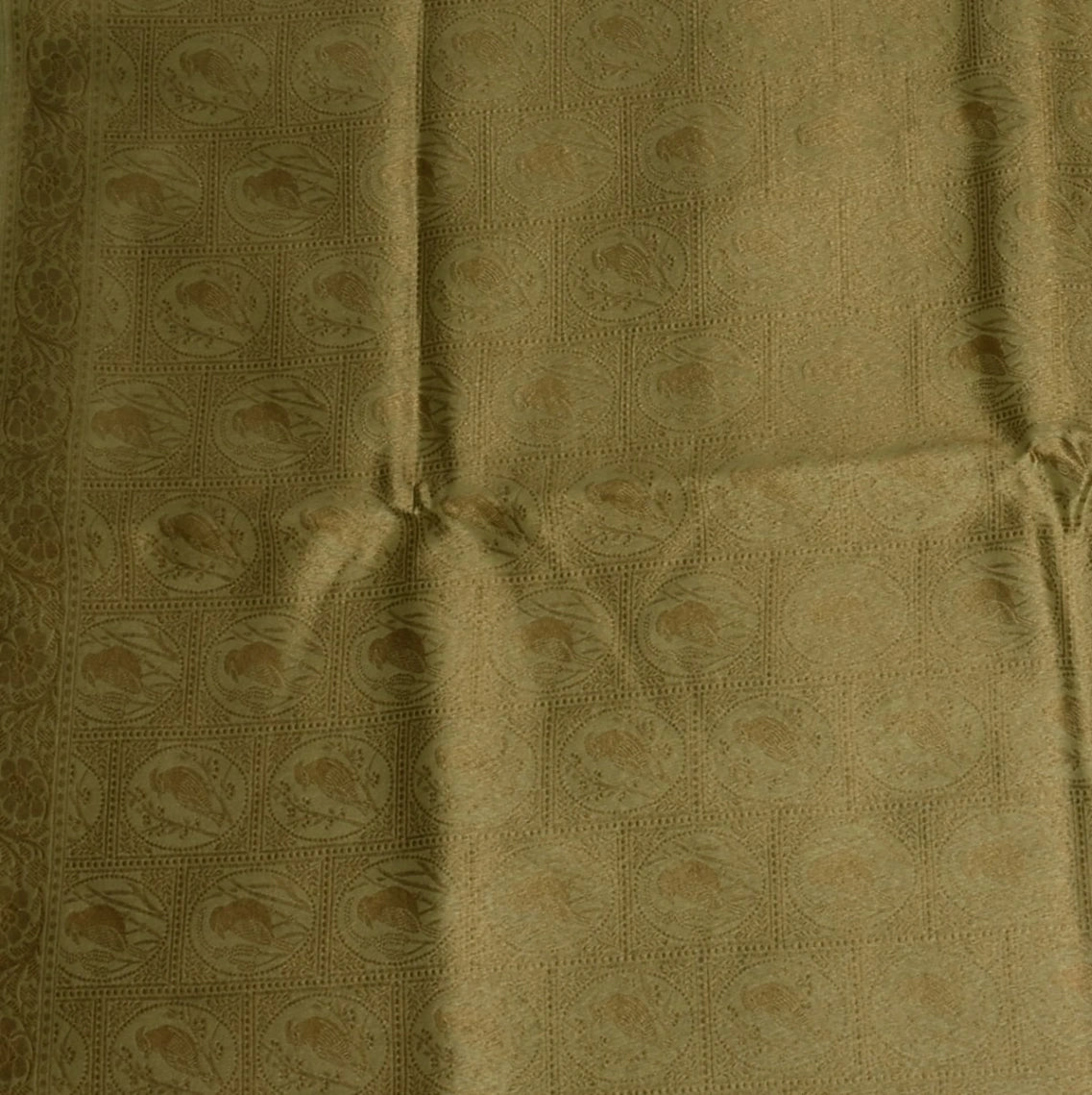 Pale Gold Benares Chanderi Saree with Full Zari
