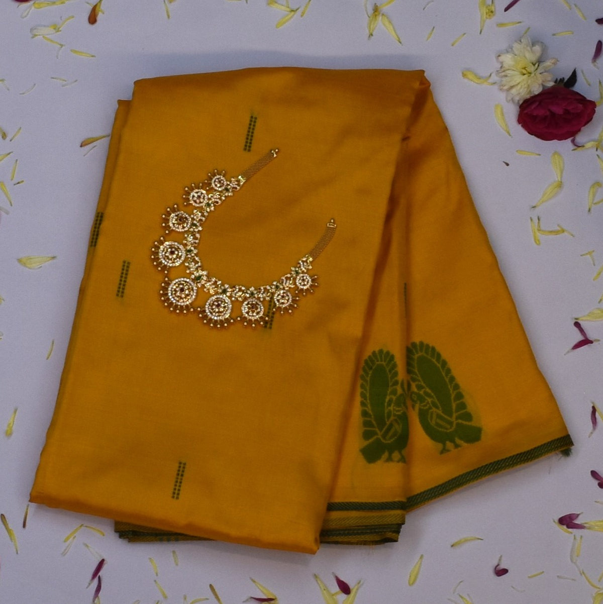 Kanchivaram silk Honey Bronze Saree with Blouse