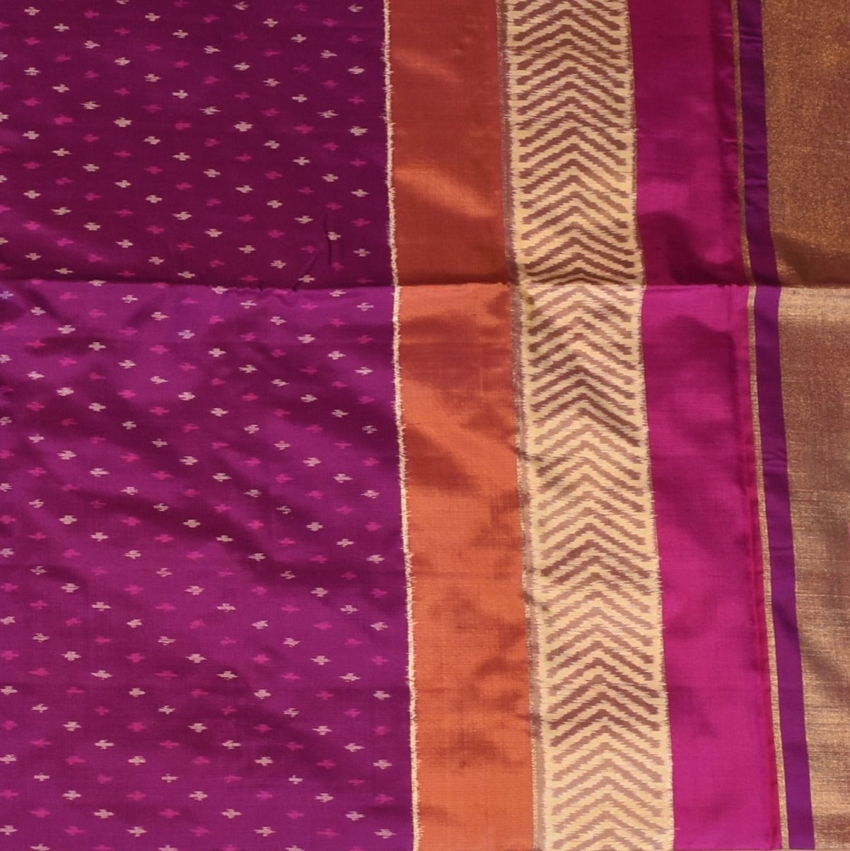 Pochampally ikkat Plum Berry Saree with Blouse