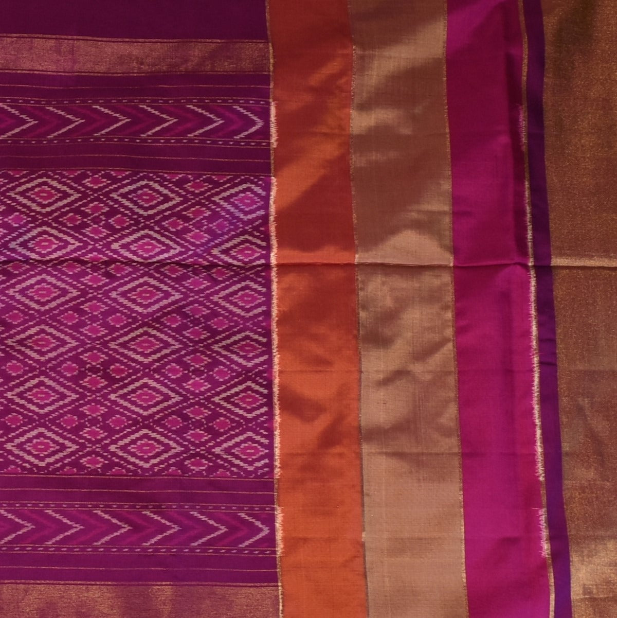 Pochampally ikkat Plum Berry Saree with Blouse