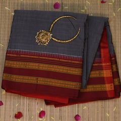 Ilkal Cotton Silk Slate Gray Saree with Blouse