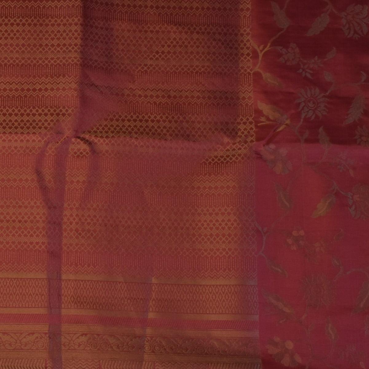 Pure silk Rosewood Red Saree with Blouse