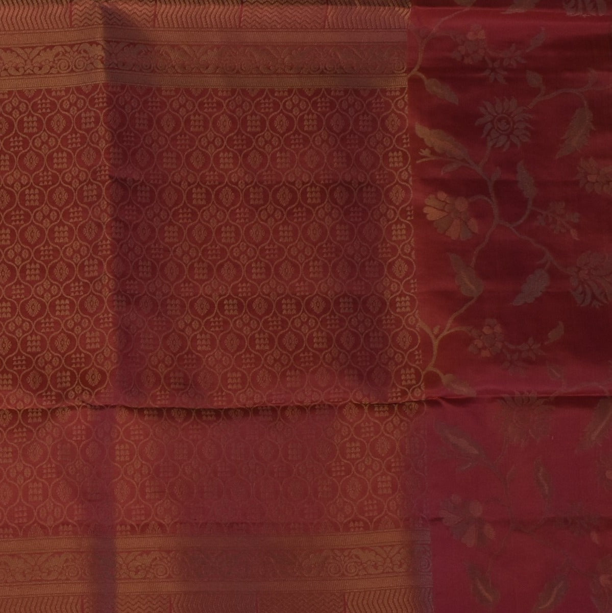 Pure silk Rosewood Red Saree with Blouse