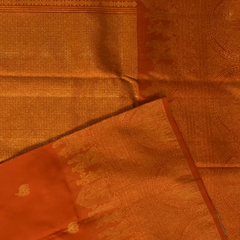 Kanchipuram Silk Burnt Orange Saree with Blouse