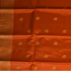 Kanchipuram Silk Burnt Orange Saree with Blouse