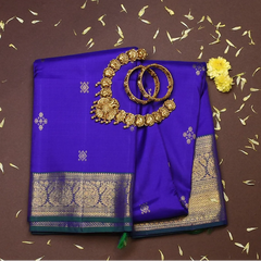 Kanchipuram Silk Royal Blue Saree with Blouse