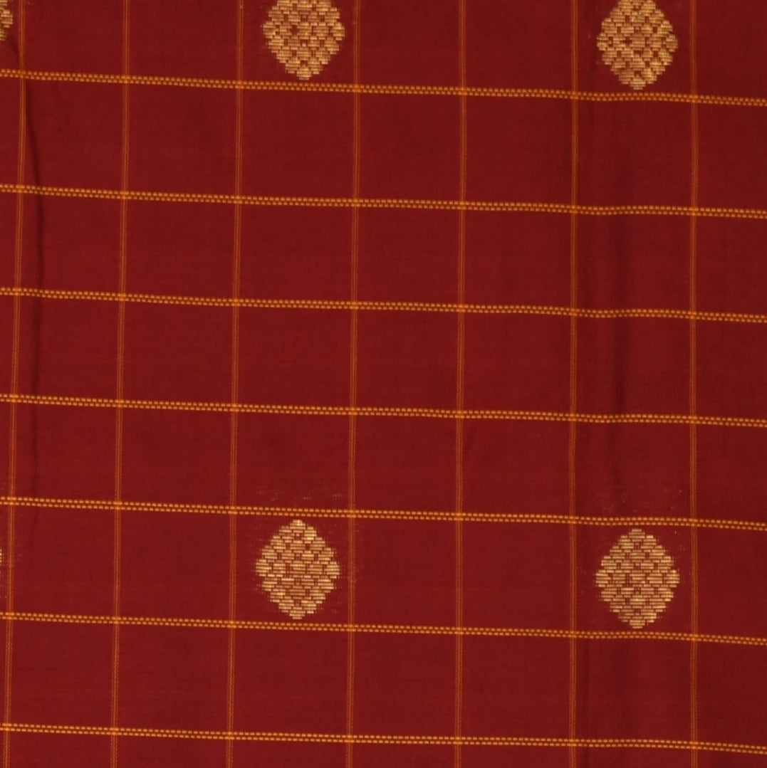 Kanchi Silk Cotton Red Saree With Mustard Yellow Border