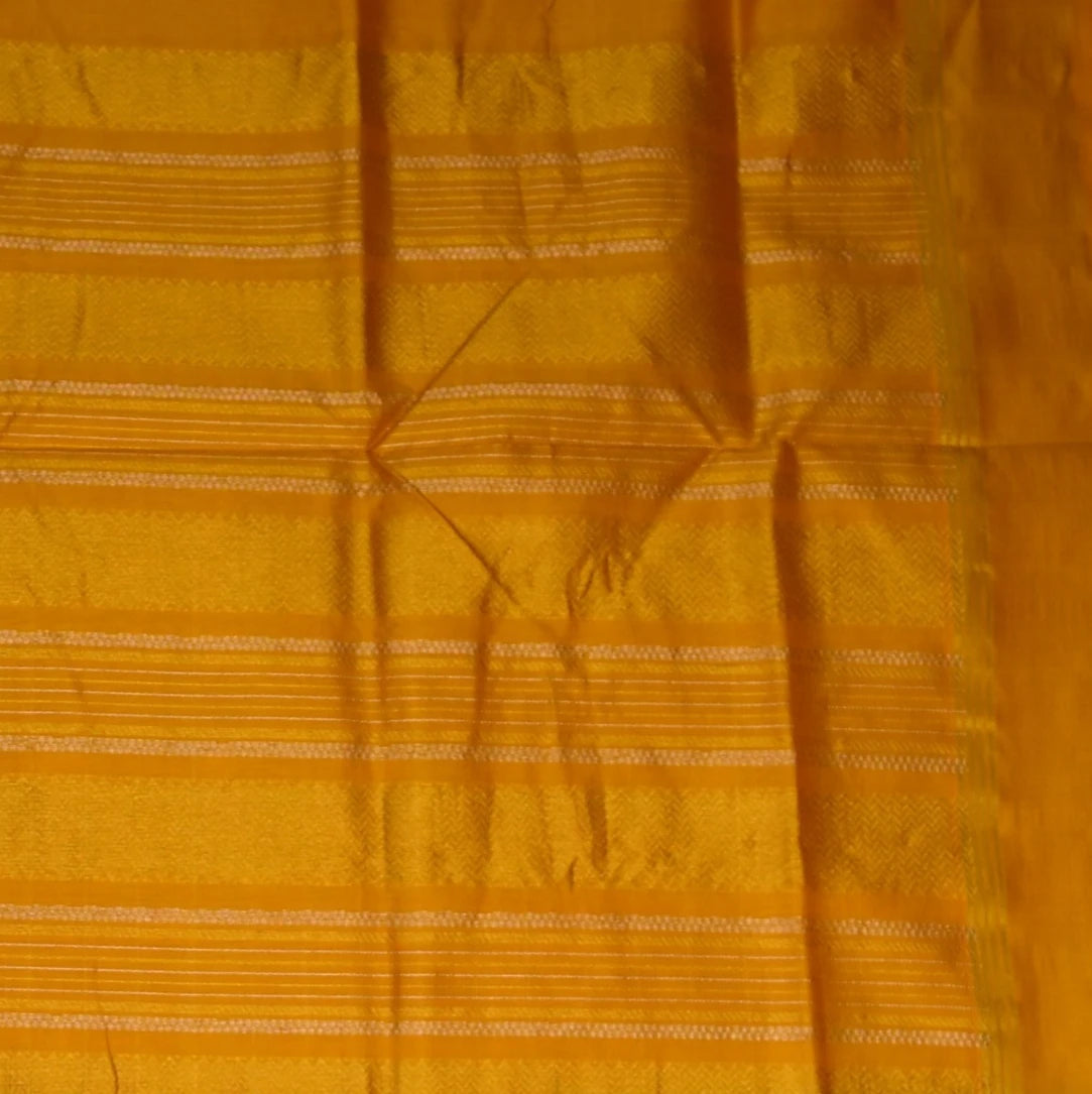 Kanchi Silk Cotton Red Saree With Mustard Yellow Border