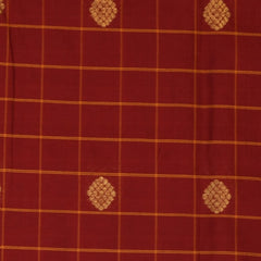 Kanchi Silk Cotton Red Saree With Mustard Yellow Border