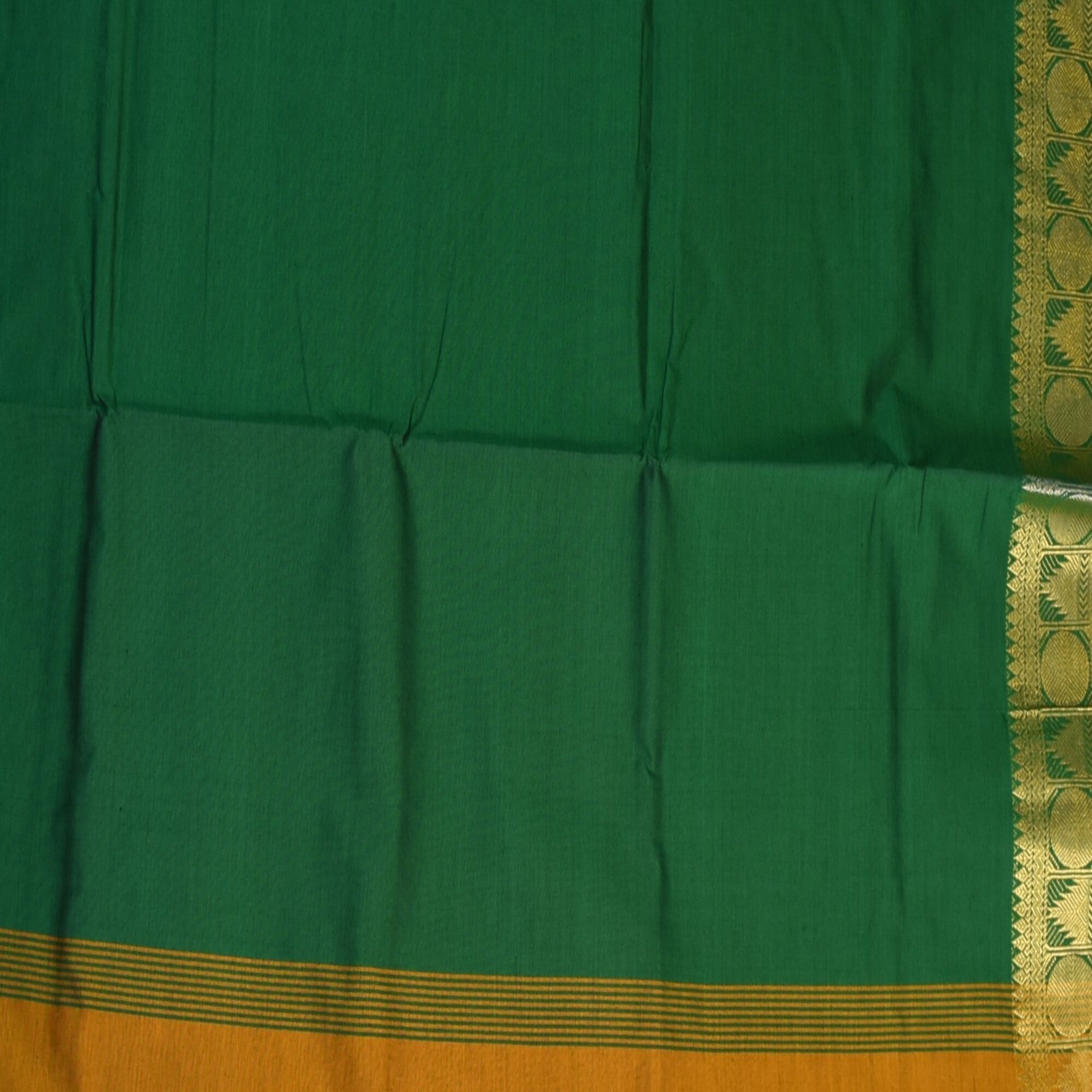 semi cotton bottle green saree with jari boarder