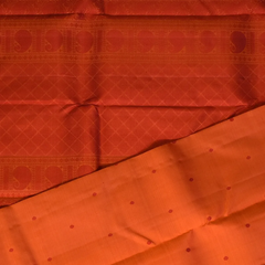 Kanchipuram Silk Cantaloupe Orange Saree with Blouse