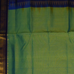 Silk cotton parrot green saree royal blue boarder