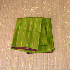 Pure mysore crepe silk parrot green saree with full jari work